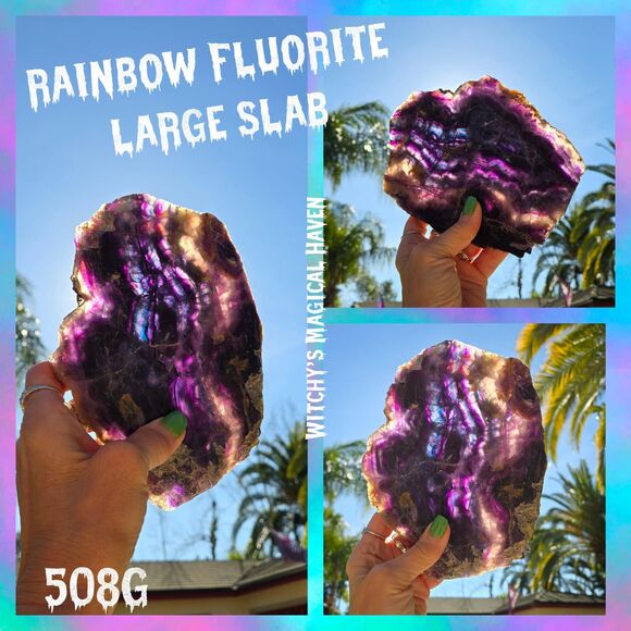 Rainbow Fluorite Large Polished Crystal Slab, 508g (1.12lbs) - Picture 5 of 11